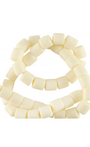 Polymer tube beads 6mm - Cotton white